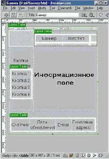 Макетные ячейки и таблицы